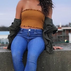 mustard yellow crop top